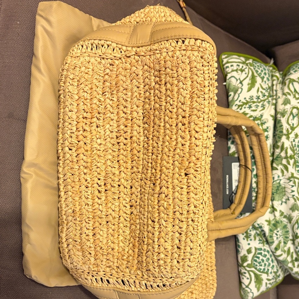 MZ Wallace Natural Tan Woven Tote with Leather Trim - Picture 6 of 6